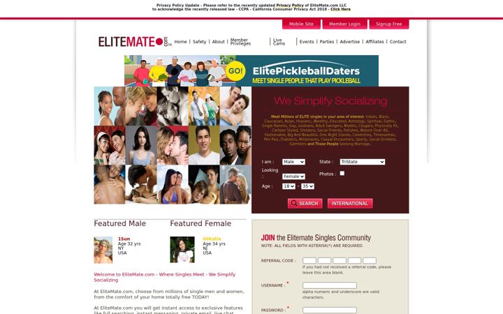 Screenshot of elitemate.com