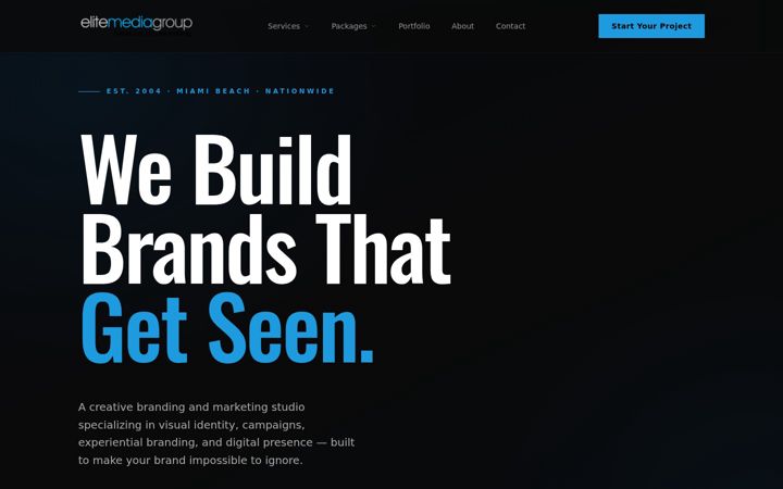 Screenshot of elitemediagroup.com