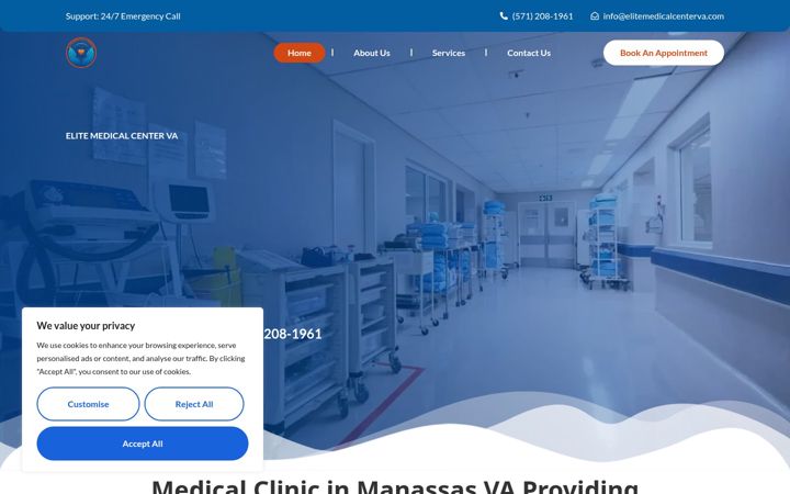 Screenshot of elitemedicalcenterva.com