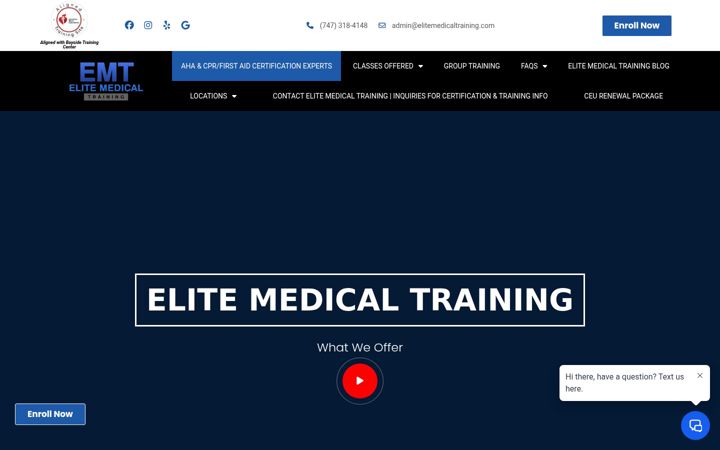Screenshot of elitemedicaltraining.com