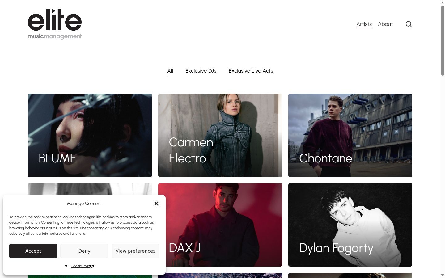 Screenshot del banner di consenso mostrato prima di qualsiasi interazione