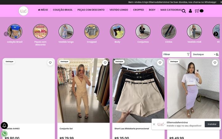 Screenshot of elitemodafeminina.com.br