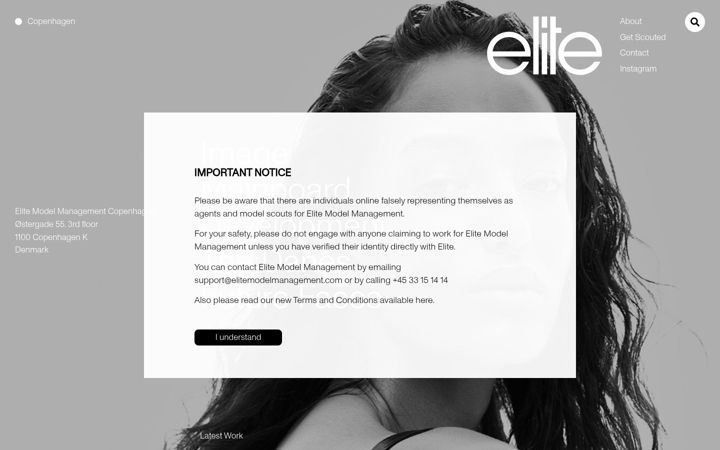Snímek obrazovky elitemodel.dk
