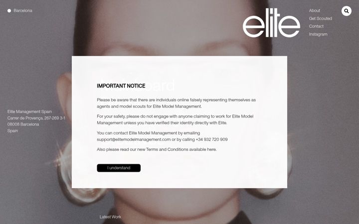 Skärmbild av elitemodel.es