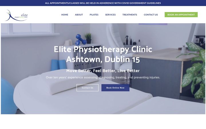 Skærmbillede af elitephysioclinic.ie