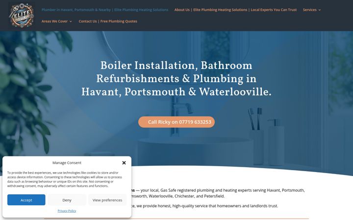 Screenshot of eliteplumbingheatingsolutions.co.uk