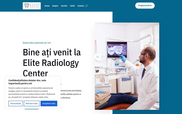 Captură de ecran a eliteradiologycenter.ro