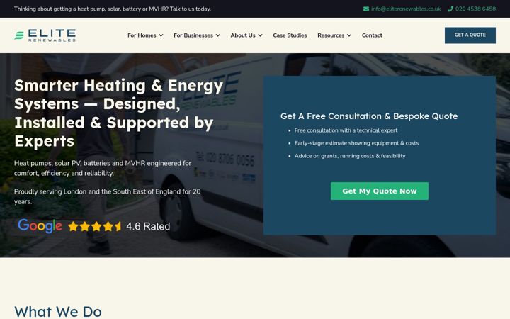 Skjermbilde av eliterenewables.co.uk