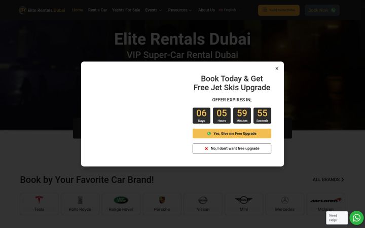Screenshot of eliterentalsdubai.com