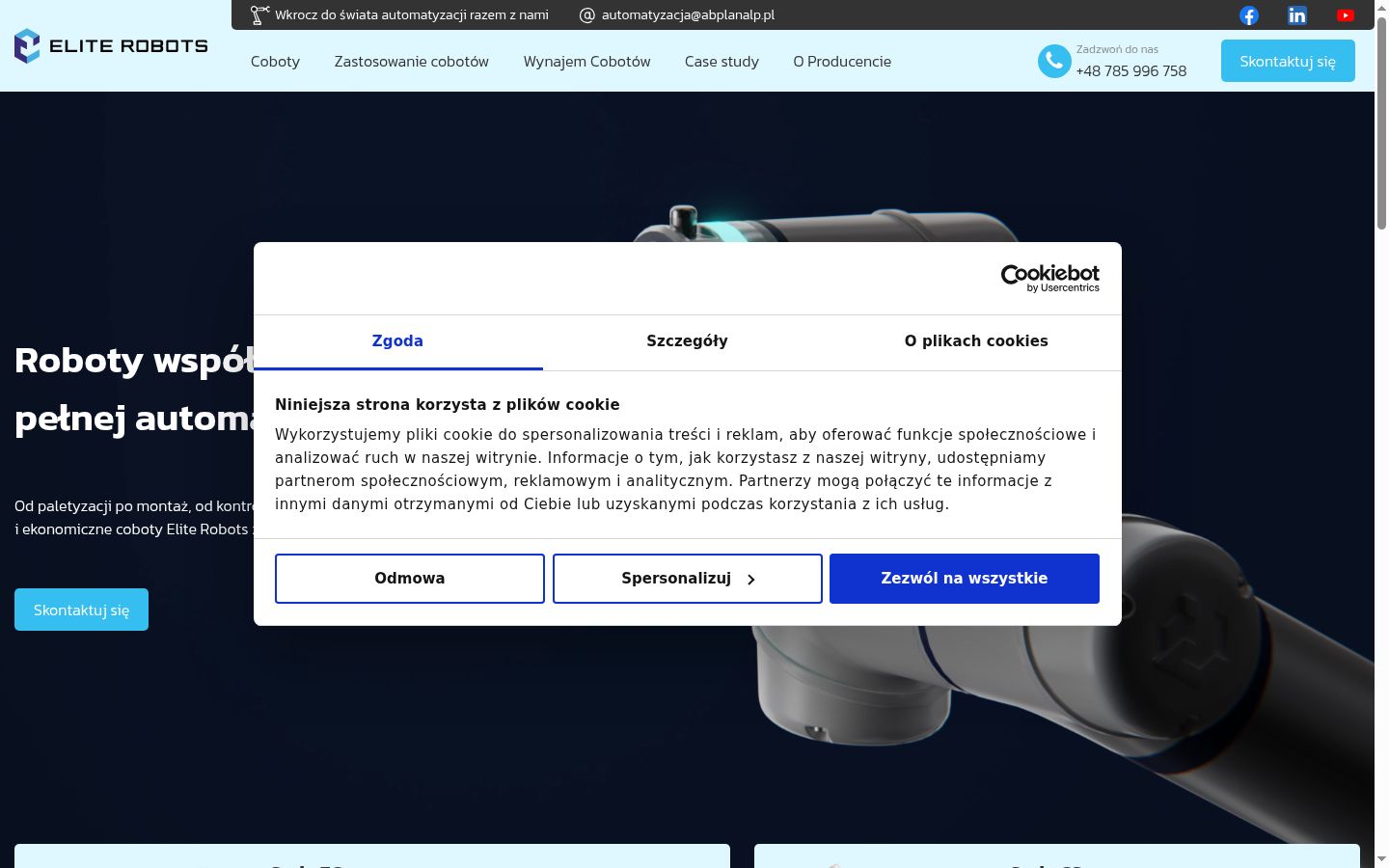 Snímek obrazovky baneru souhlasu zobrazeného před jakoukoli interakcí