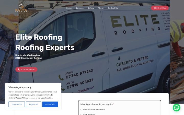 Screenshot of eliteroofingne.co.uk