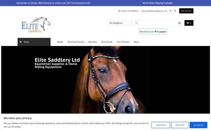 Screenshot of elitesaddlery.co.uk