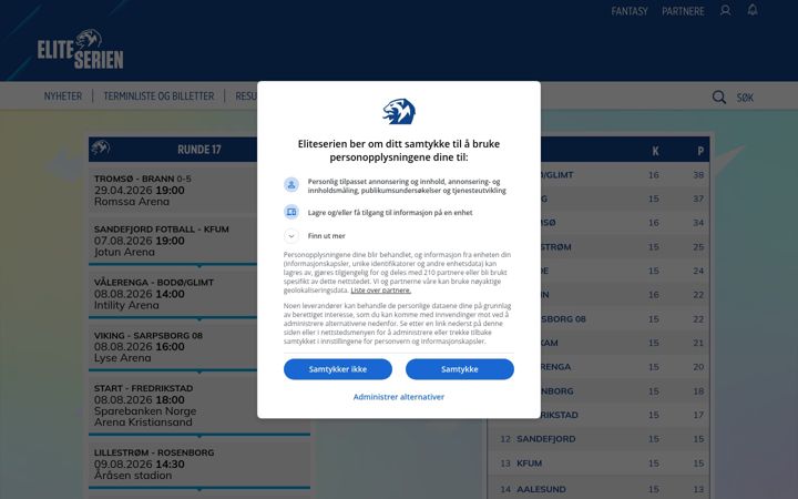 Képernyőkép: eliteserien.no
