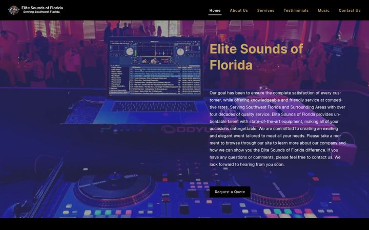 Screenshot of elitesoundsofflorida.com