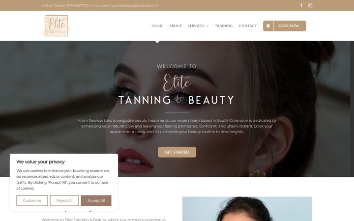 Екранна снимка на elitetanningandbeauty.co.uk