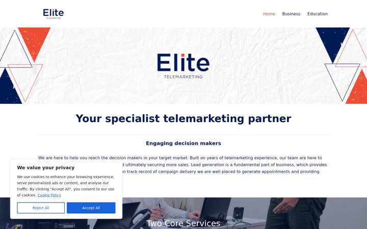 Screenshot of elitetelemarketing.uk