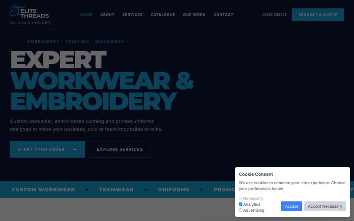Screenshot of elitethreadsworkwear.co.uk