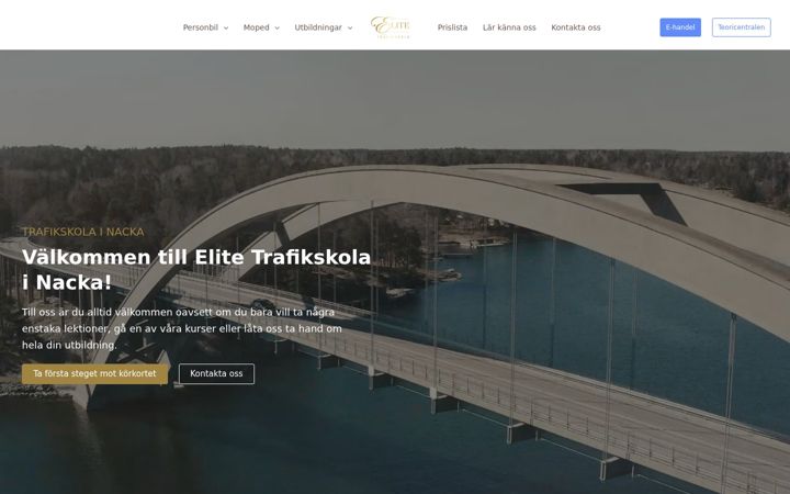 Skjermbilde av elitetrafikskola.se