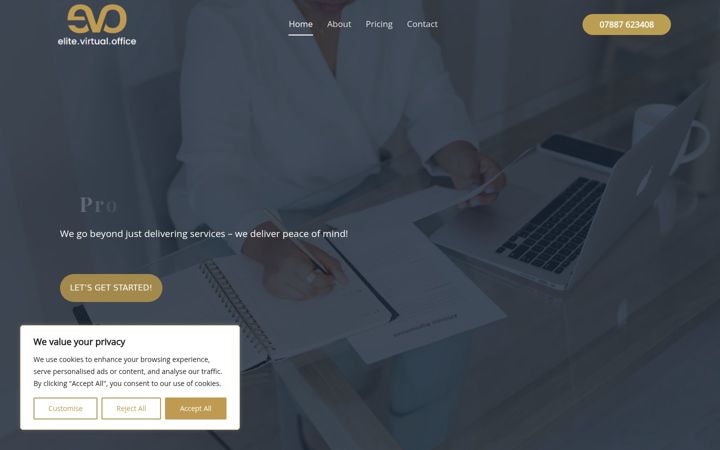 Screenshot of elitevirtualoffice.co.uk