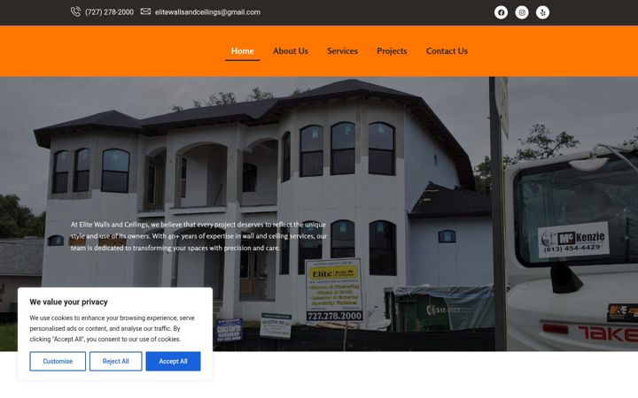 Screenshot of elitewallscorp.com