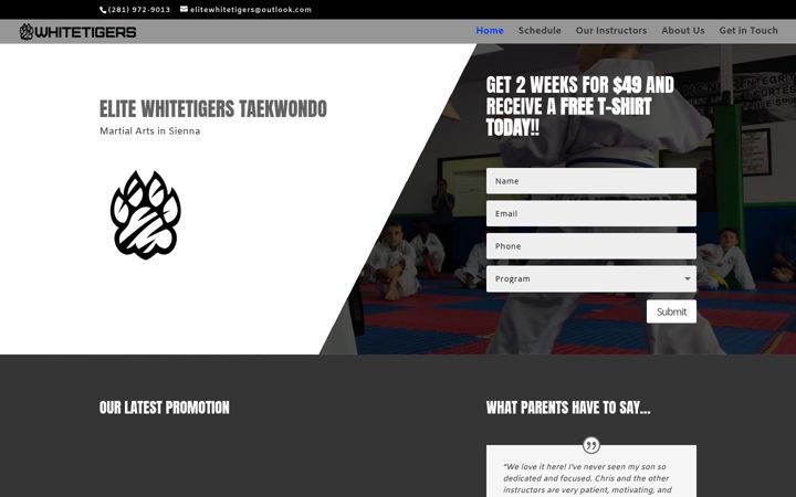 Screenshot of elitewhitetigers.com