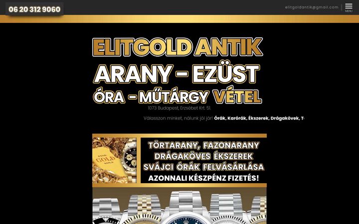 Captură de ecran a elitgold.hu