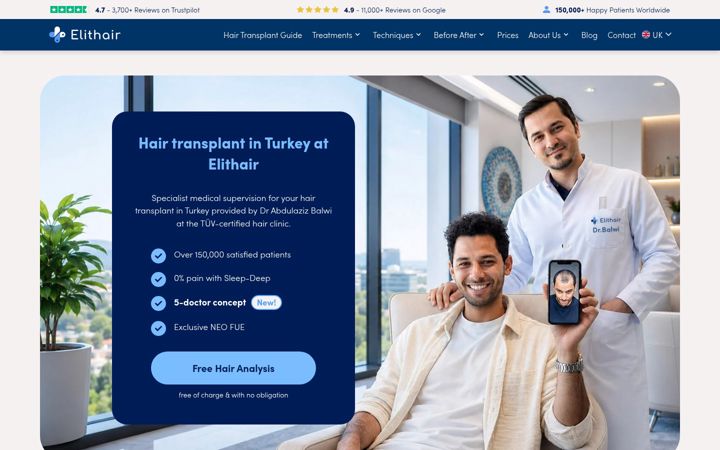 Screenshot of elithair.co.uk