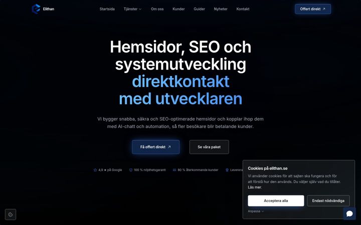 Skjermbilde av elithan.se