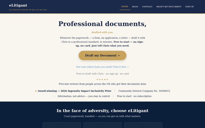 Screenshot of elitigant.com