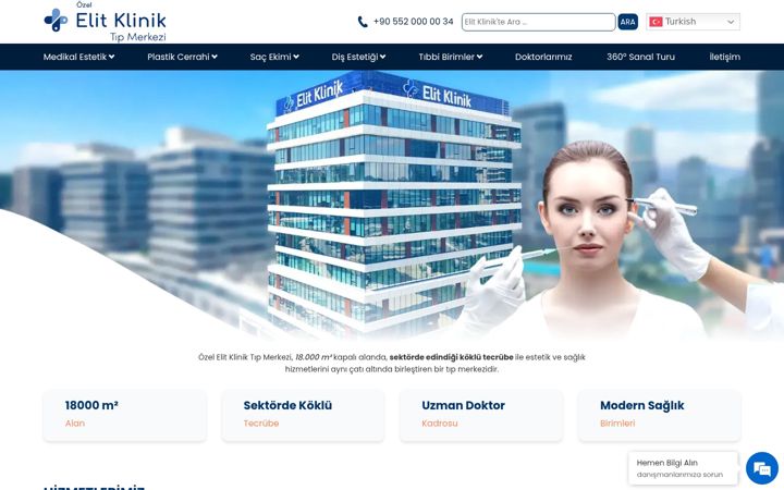 Snímek obrazovky elitklinik.com.tr