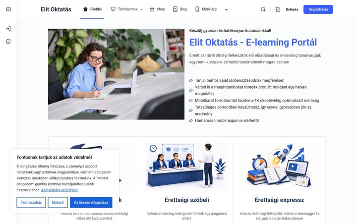 Captură de ecran a elitoktatas.hu