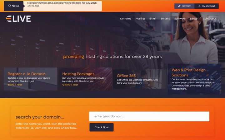 Screenshot of elive.ie