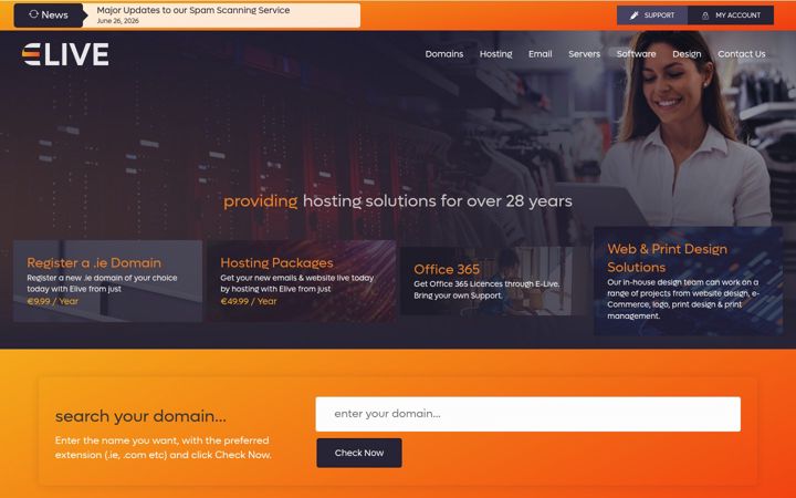 Screenshot of elive.net