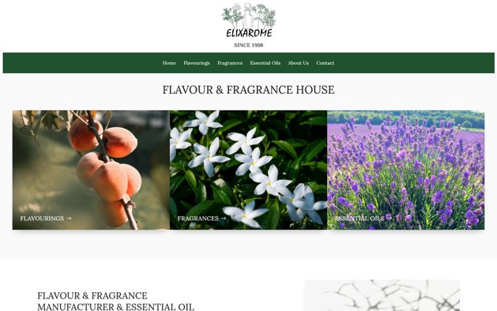 Screenshot of elixarome.co.uk