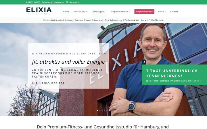 Screenshot of elixia-hamburg.de