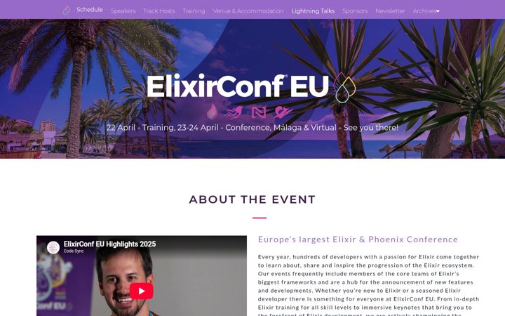 Screenshot ta' elixirconf.eu