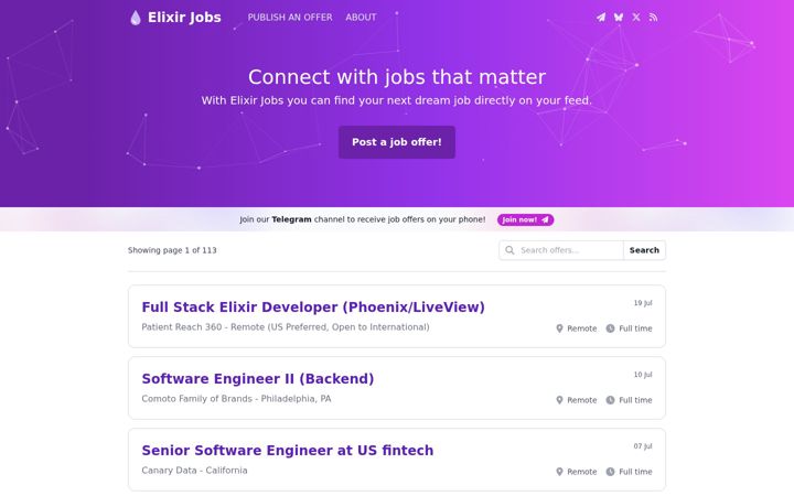 Screenshot of elixirjobs.net