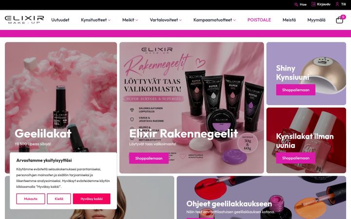 Screenshot di elixirmakeup.fi