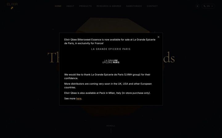 Screenshot of elixirqbee.com