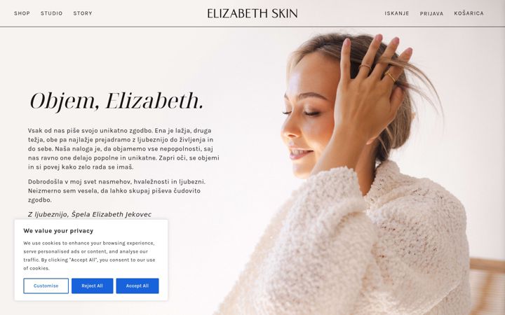 Screenshot of elizabeth-skin.com