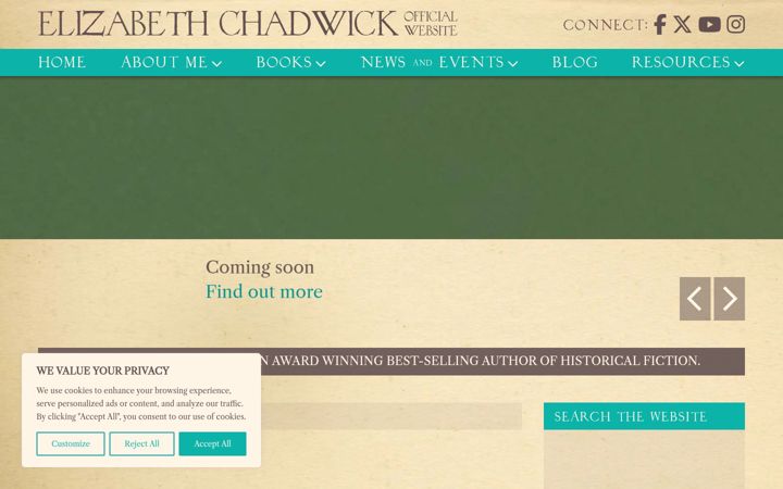 Screenshot of elizabethchadwick.com