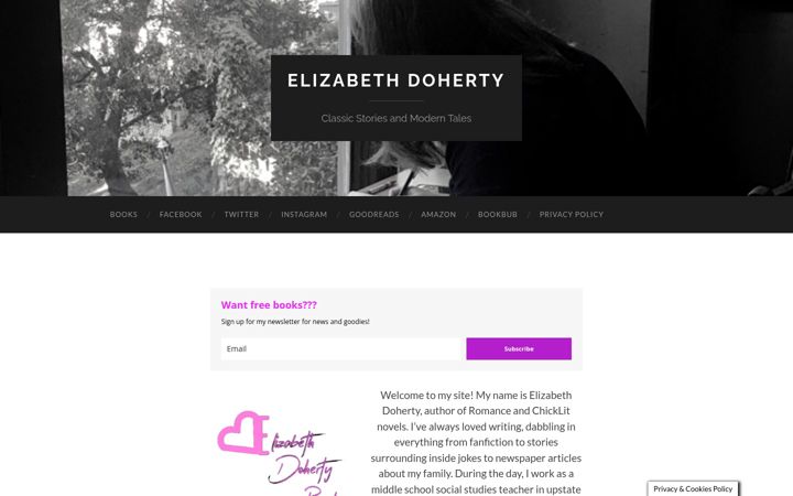 Screenshot of elizabethdohertyauthor.com