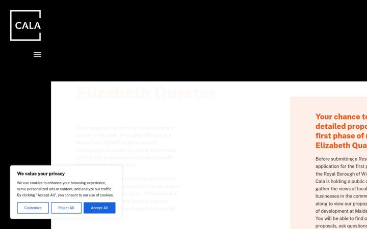 Screenshot of elizabethquarter.co.uk