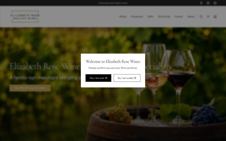 Screenshot von elizabethrosewines.co.uk