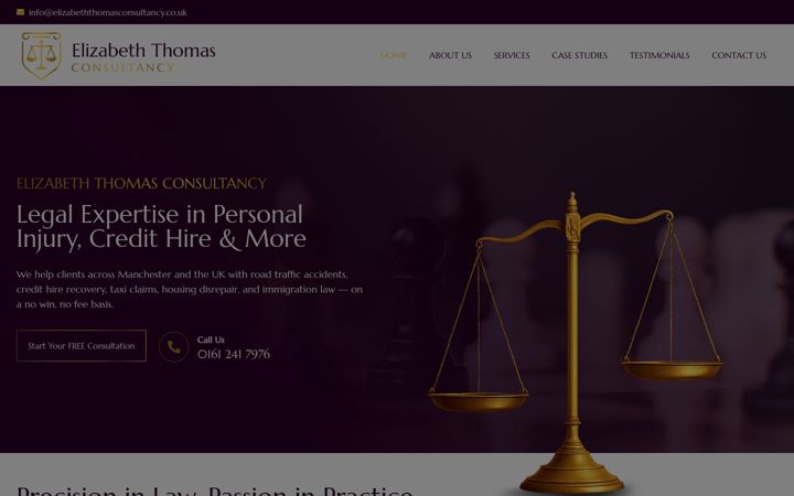 Screenshot of elizabeththomasconsultancy.co.uk