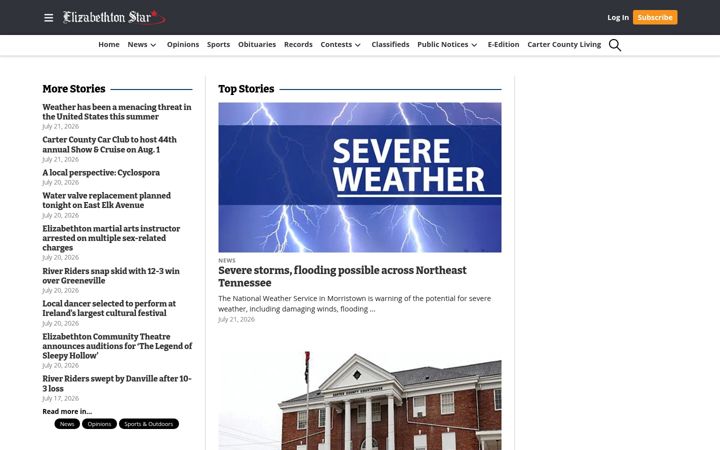 Screenshot of elizabethton.com