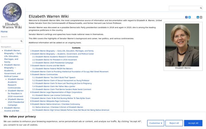 Skjámynd af elizabethwarrenwiki.org