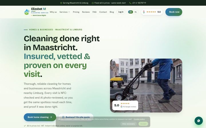 Snímek obrazovky elizabetmcleaning.nl