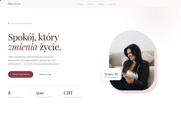 Snímek obrazovky elizakiewrapsycholog.pl