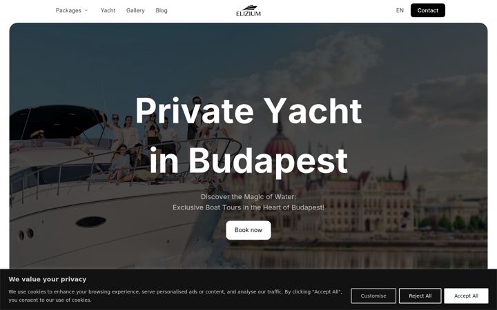 Screenshot of eliziumyachtbudapest.com